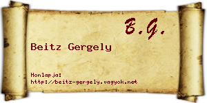 Beitz Gergely névjegykártya